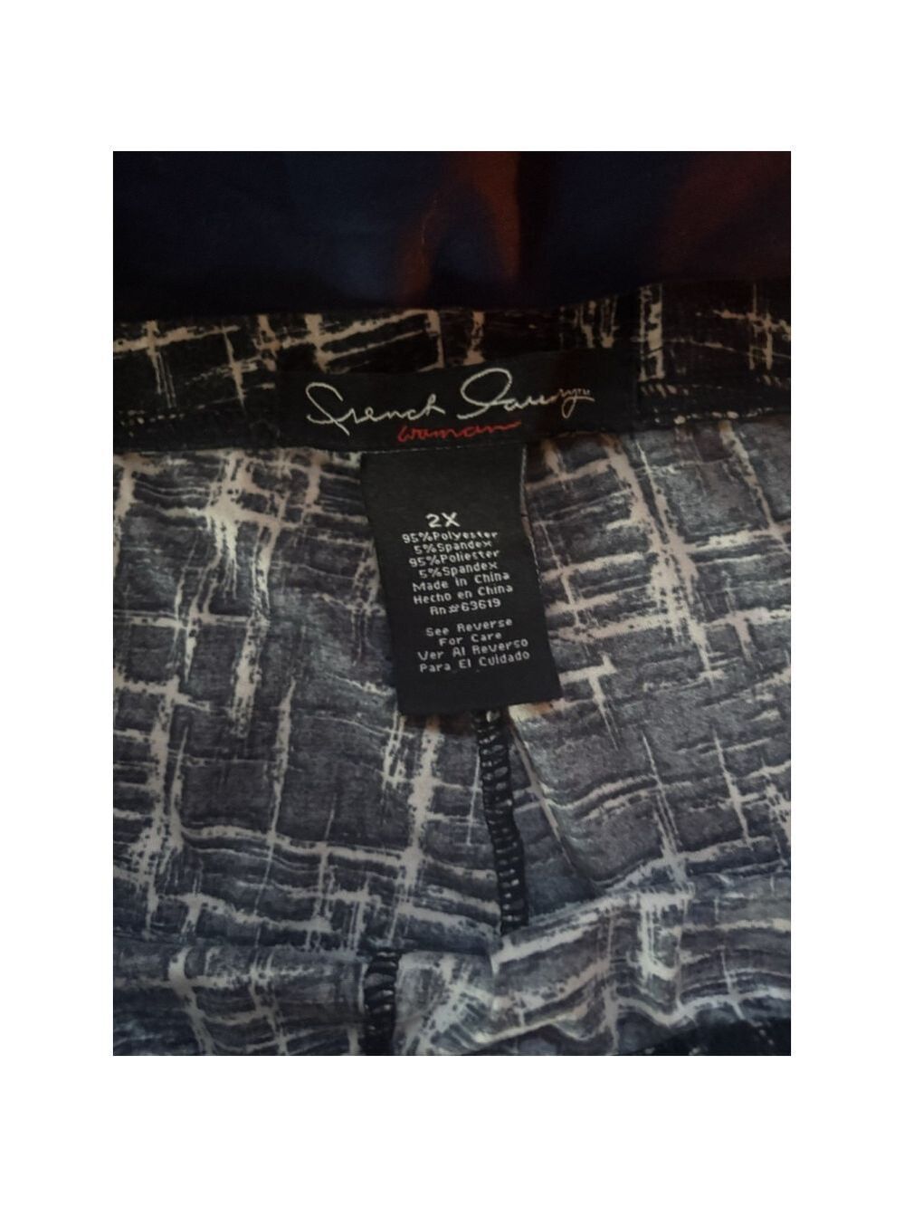 French Laundry Woman 2X Pants Black White Grid Print Stretch Pull On Plus Size